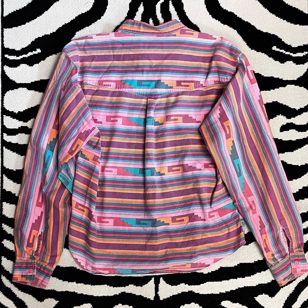 Vintage Wrangler Rancher Aztec Western Shirt Size Medium - Picture 2 of 8
